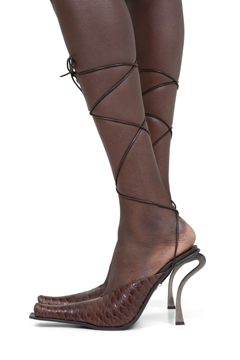 PARALLAX Heeled Mule YYH Brown Snake 6 