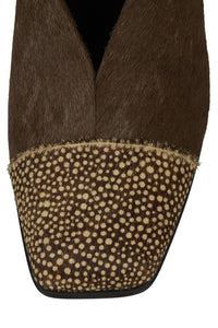 PASSAGE-F Jeffrey Campbell Heeled Mule Brown Dot Hair Combo