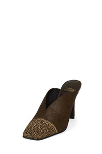 PASSAGE-F Jeffrey Campbell Heeled Mule Brown Dot Hair Combo _hover
