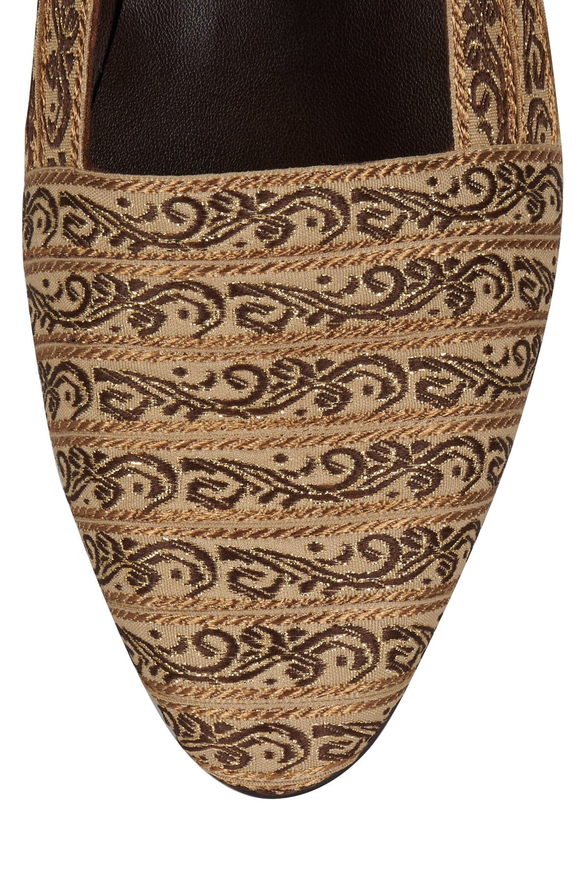 PAULEEN Jeffrey Campbell Woven Flats Beige Brocade