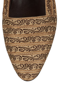 PAULEEN Jeffrey Campbell Woven Flats Beige Brocade