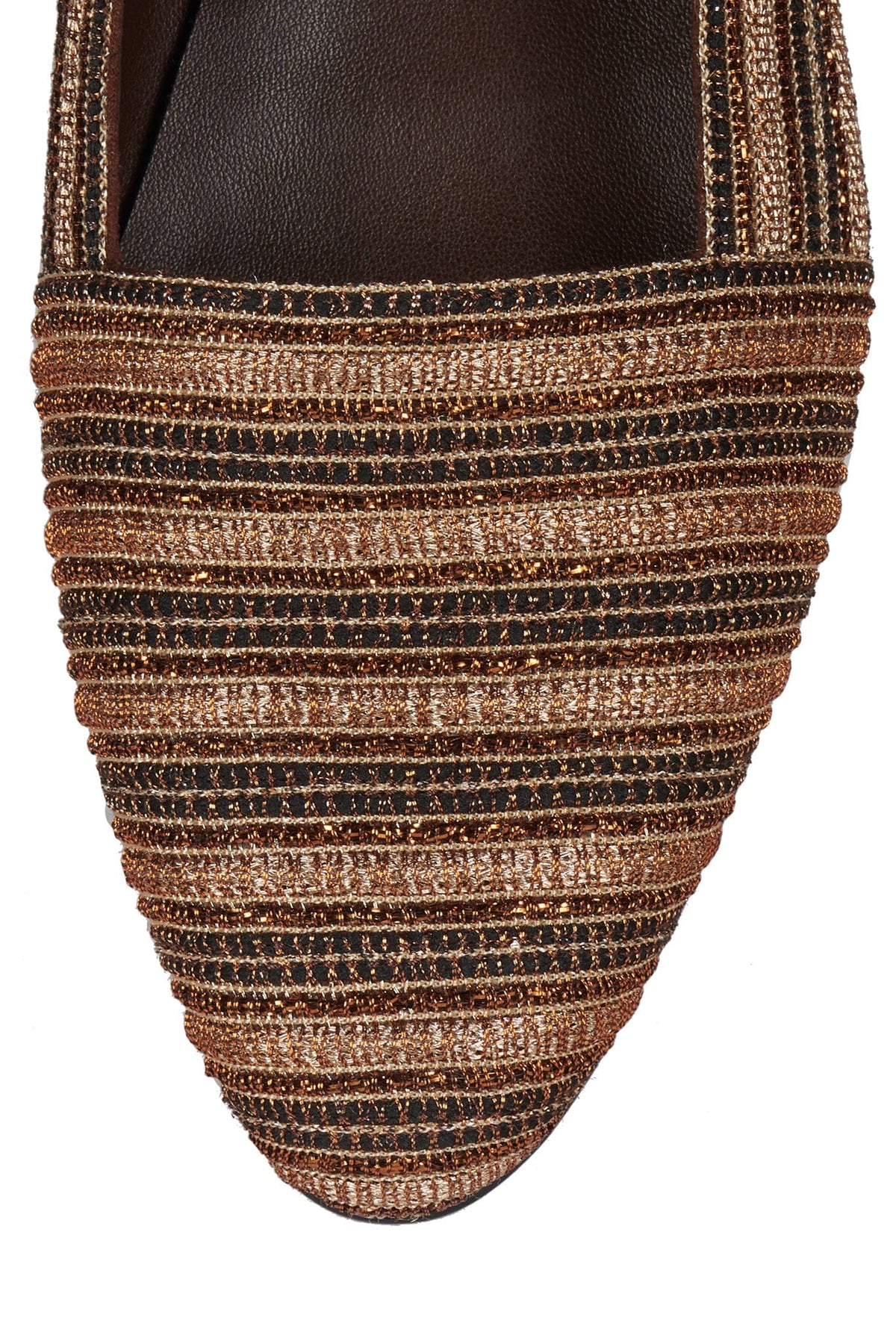 PAULEEN Jeffrey Campbell Woven Flats Copper Brocade