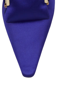 PAY-ME Jeffrey Campbell Slingback Wedge Indigo Satin Combo