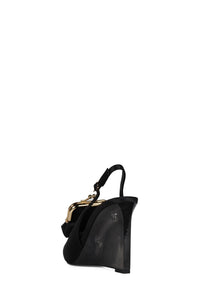 PAY-ME Jeffrey Campbell Slingback Wedge Black Satin Combo
