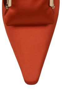 PAY-ME Jeffrey Campbell Slingback Wedge Black Orange Satin Combo