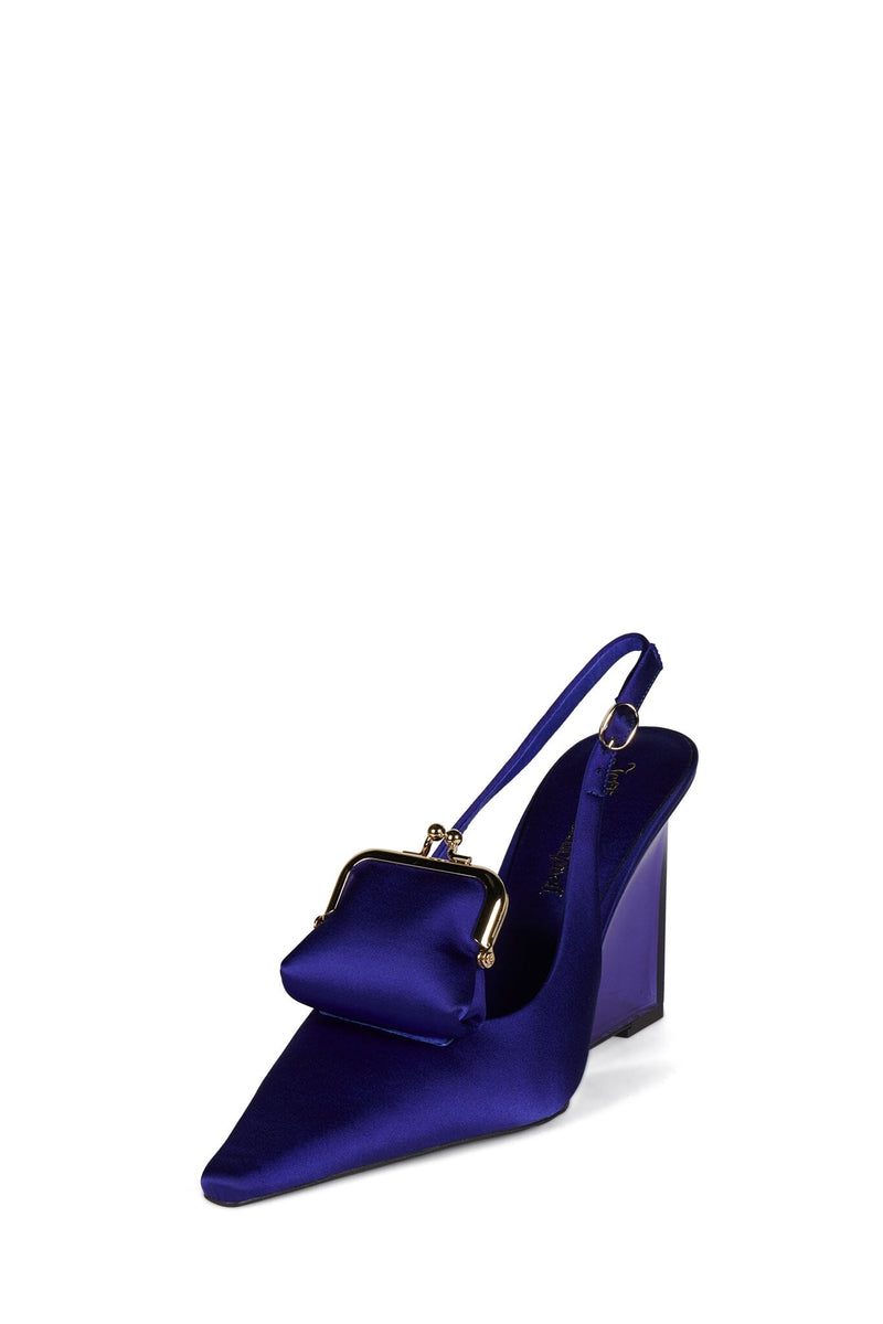 PAY-ME Jeffrey Campbell Slingback Wedge Indigo Satin Combo
_hover