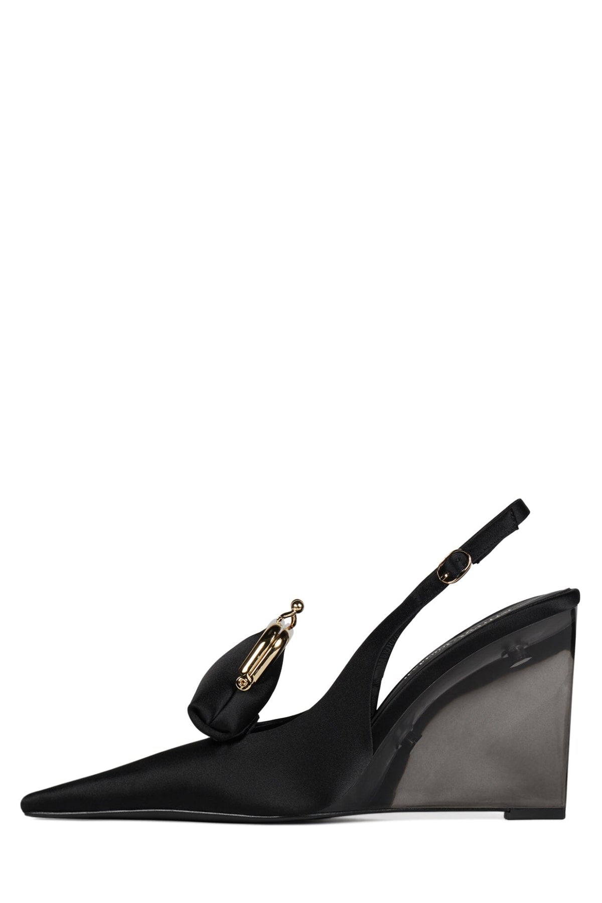 PAY-ME Jeffrey Campbell Slingback Wedge Black Satin Combo