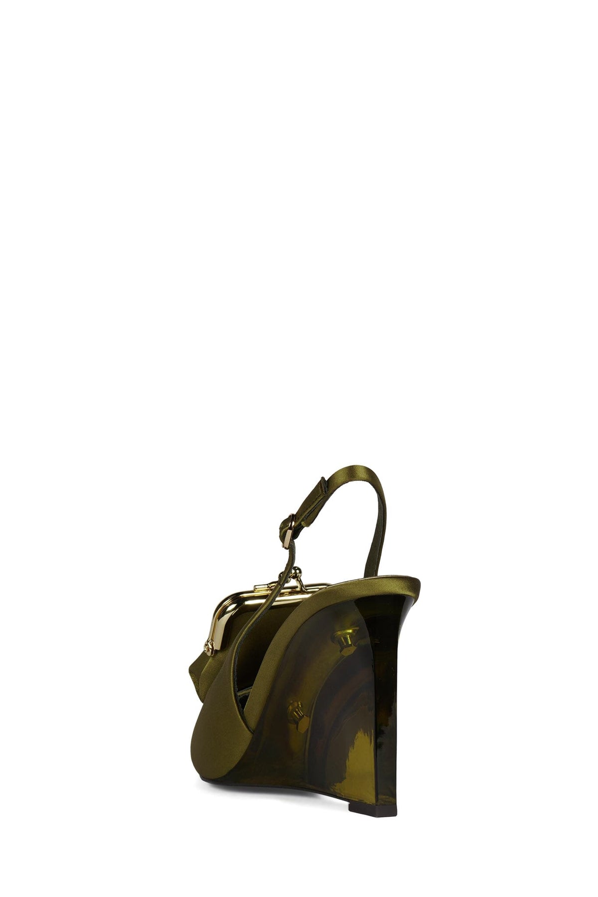 PAY-ME Jeffrey Campbell Slingback Wedge Olive Satin Combo