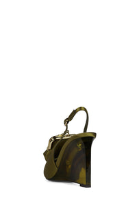 PAY-ME Jeffrey Campbell Slingback Wedge Olive Satin Combo