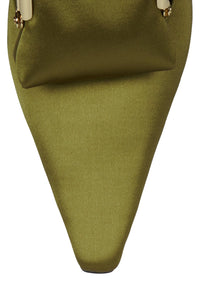PAY-ME Jeffrey Campbell Slingback Wedge Olive Satin Combo
