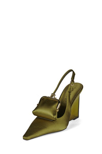 PAY-ME Jeffrey Campbell Slingback Wedge Olive Satin Combo
_hover