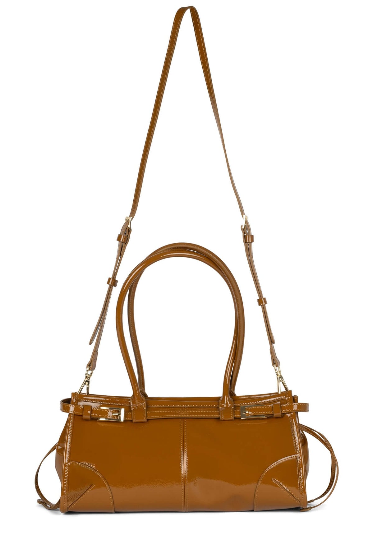 PESKY Jeffrey Campbell Shoulder Bag Tan Crinkle Patent