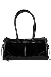 PESKY Jeffrey Campbell Shoulder Bag Black Crinkle Patent
