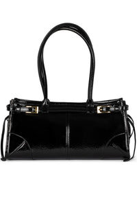PESKY Jeffrey Campbell Shoulder Bag Black Crinkle Patent 
