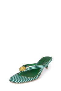 PINACOLADA Jeffrey Campbell Kitten Heel Sandals Green Gingham _hover