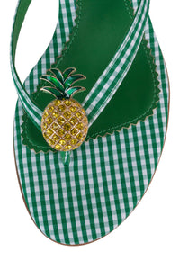 PINACOLADA Jeffrey Campbell Kitten Heel Sandals Green Gingham