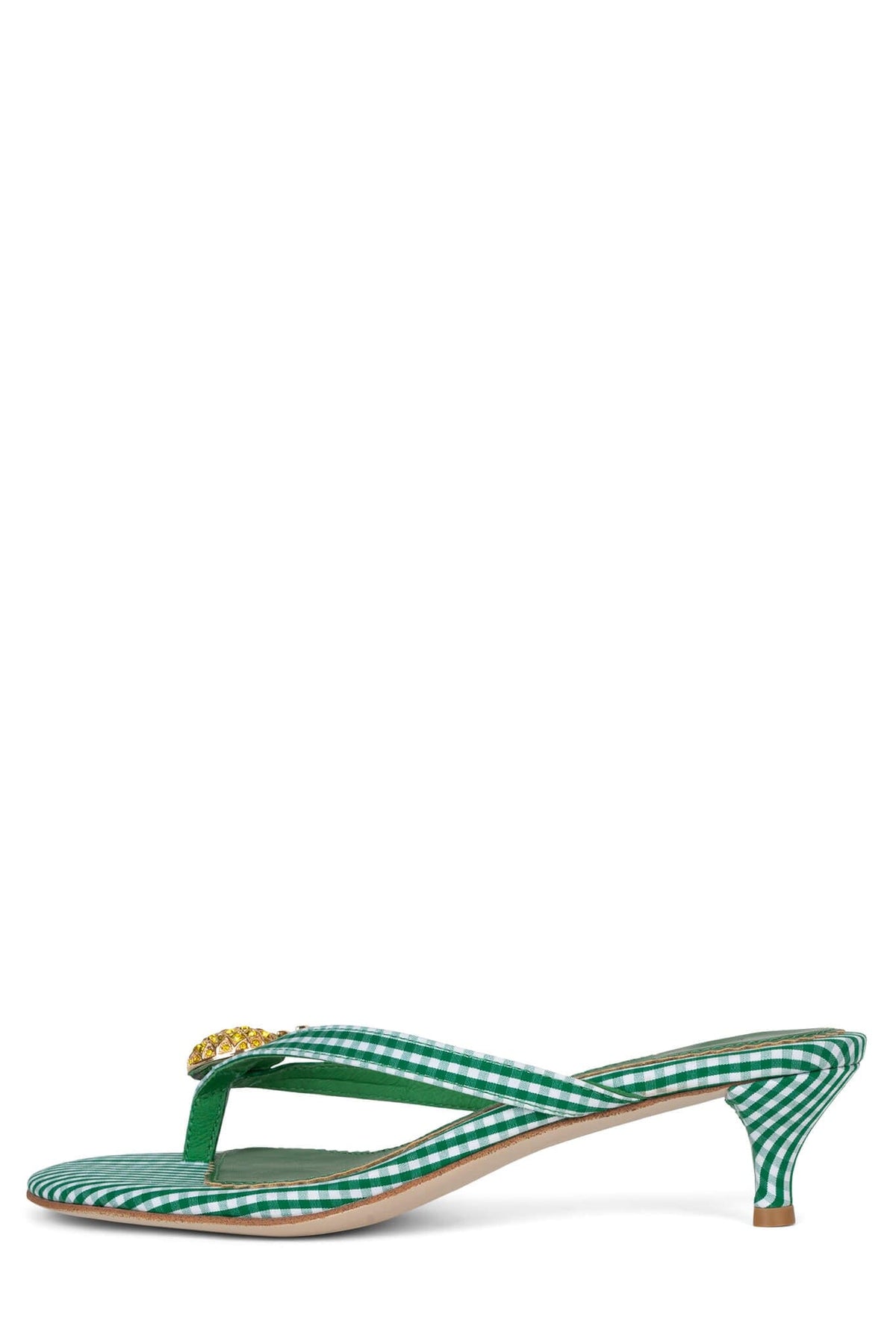 PINACOLADA Jeffrey Campbell Kitten Heel Sandals Green Gingham