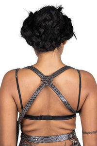 POCHETTE Dark Grey Snake Cross-Back Harness Bag_hover