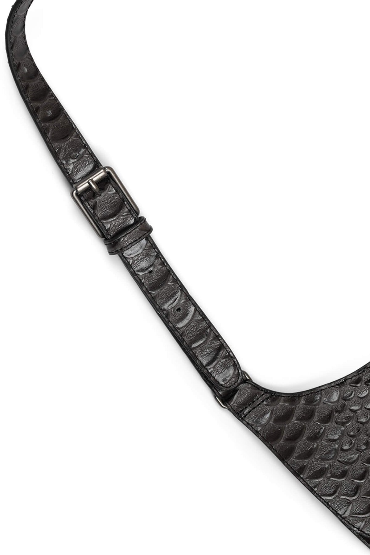 POCHETTE Dark Grey Snake Cross-Back Harness Bag
