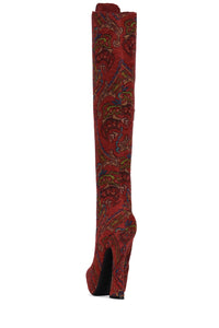 POP-OFF-EM Jeffrey Campbell Platform Boot Red Tapestry