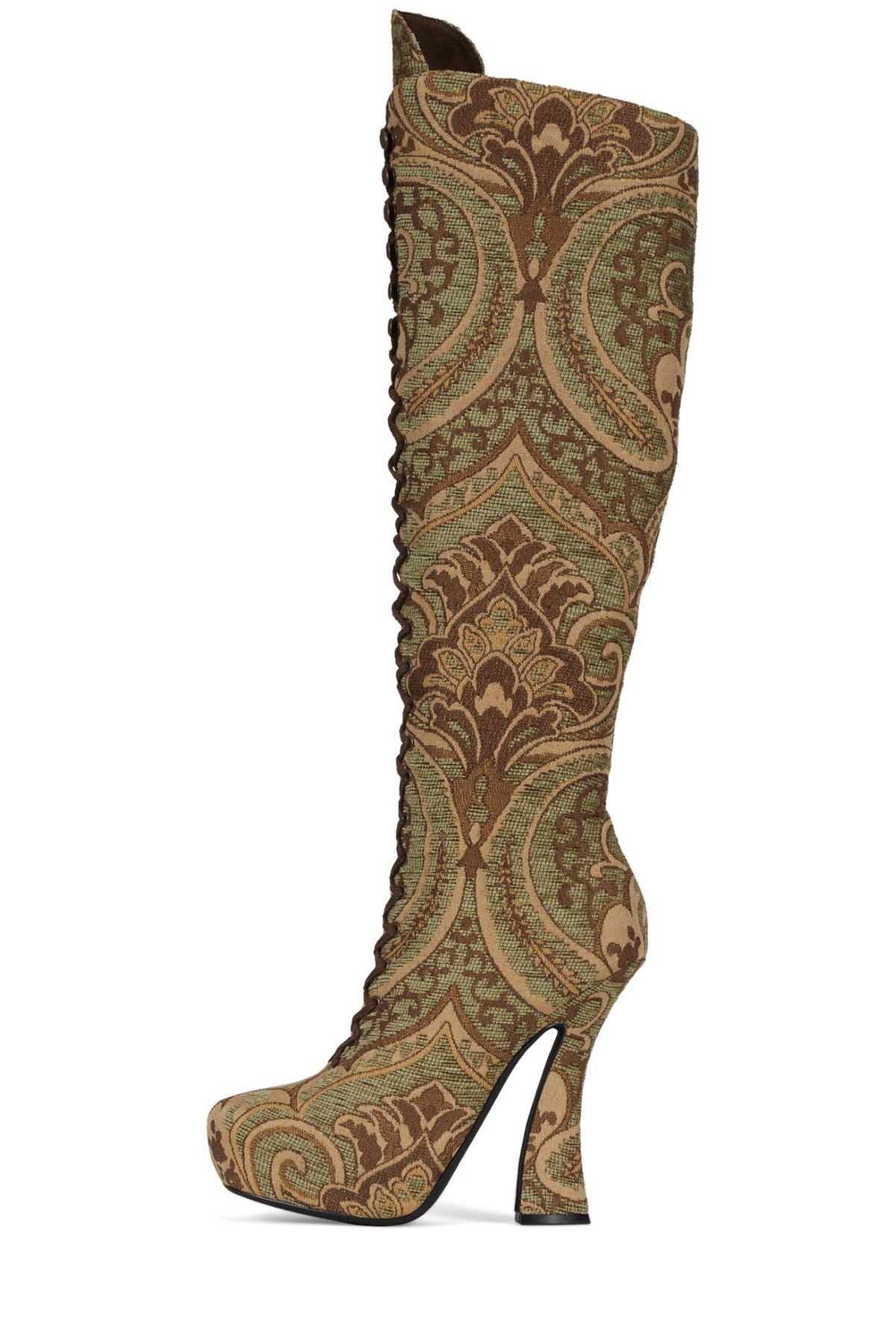POP-OFF-EM Jeffrey Campbell Platform Boot Olive Tapestry 