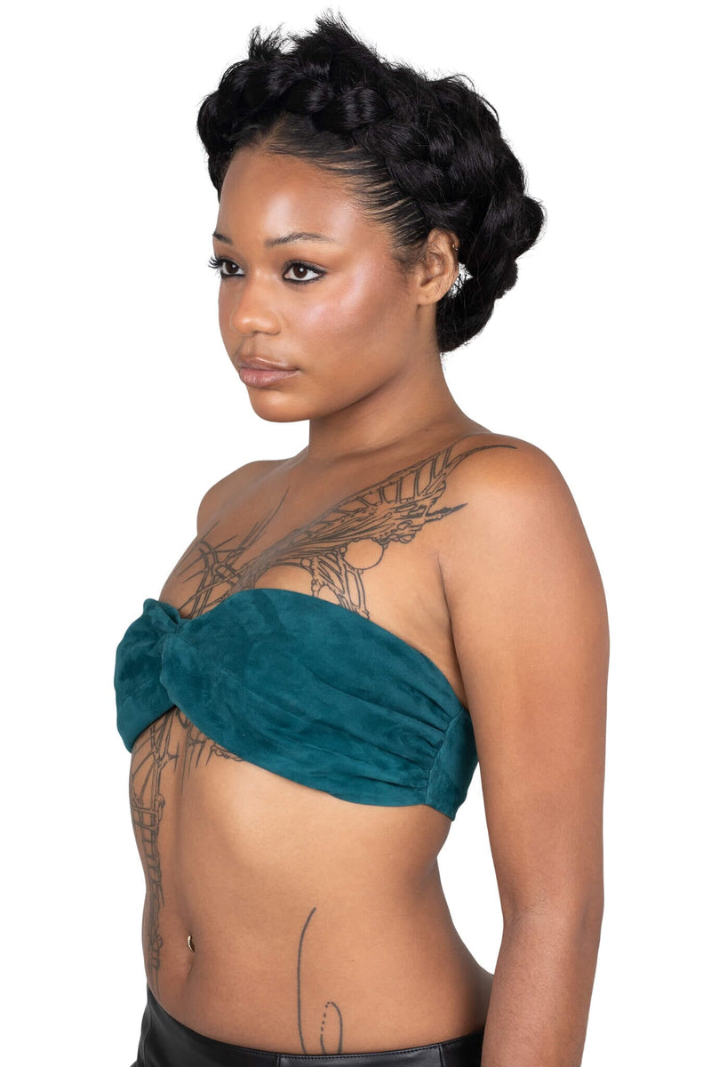 PSYCHIC TOP Jeffrey Campbell Top Turquoise Suede