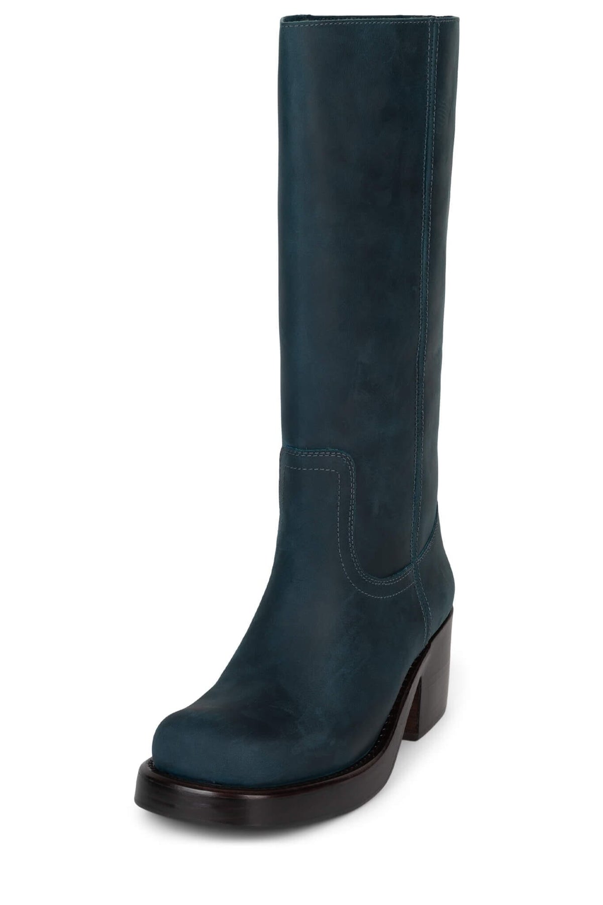 REFLECT Jeffrey Campbell Heeled Boot Teal CH Brown Stack _hover