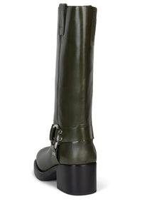 REFLECTION Jeffrey Campbell Knee High Boots Olive Dark Stack