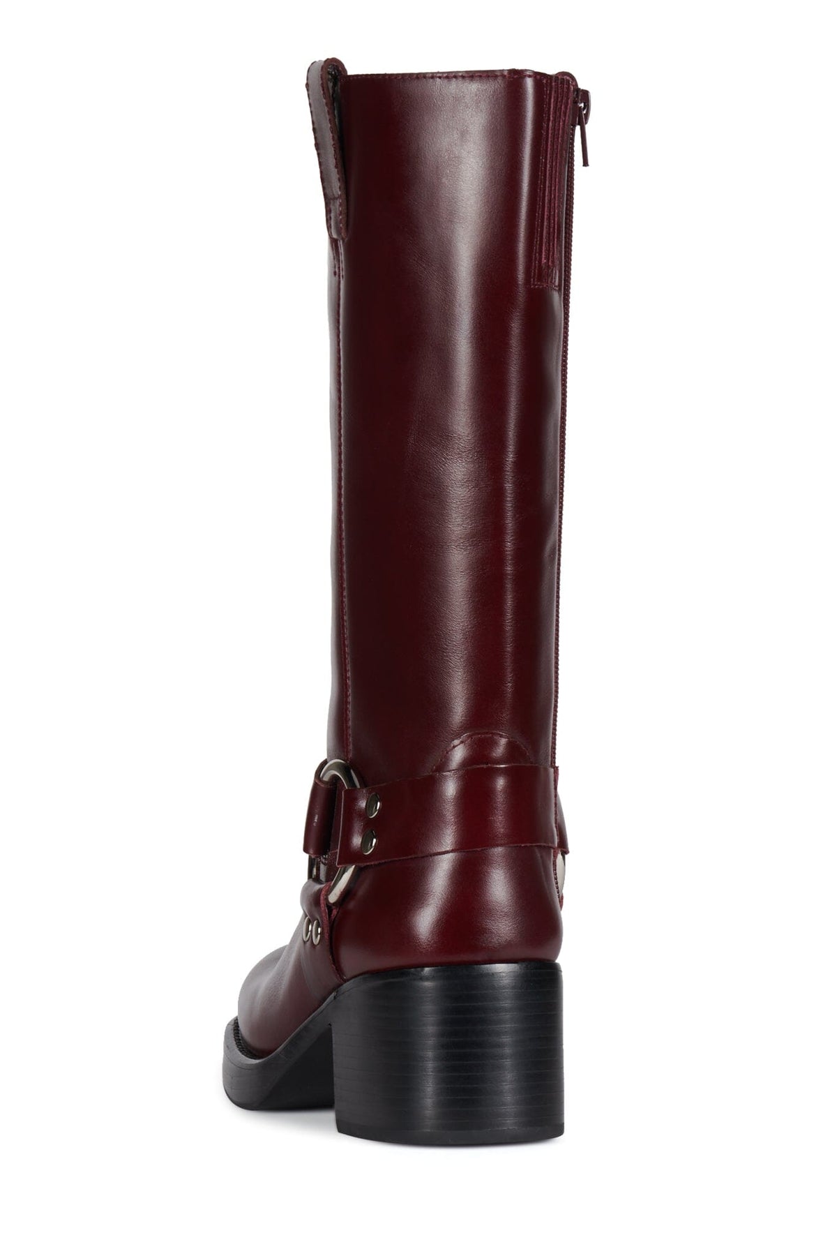 REFLECTION Jeffrey Campbell Knee High Boots Wine Black Stack