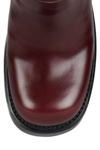 REFLECTION Jeffrey Campbell Knee High Boots Wine Black Stack
