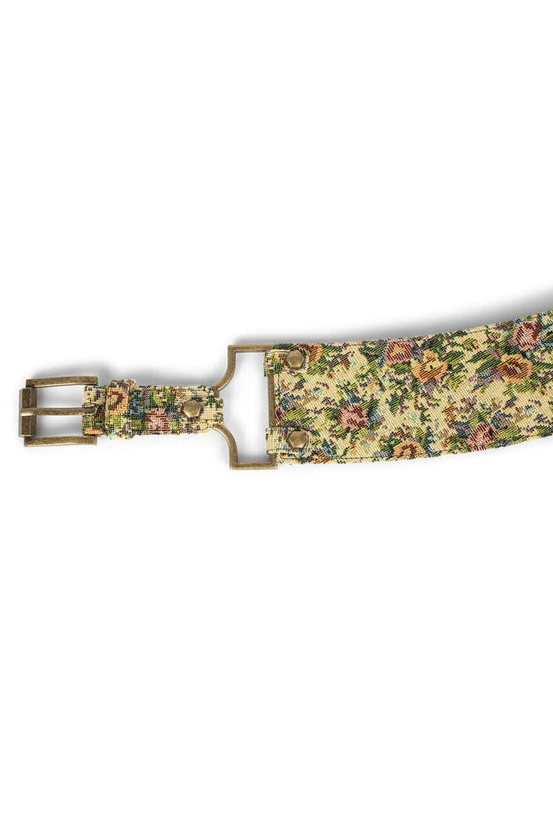 REIN-IN Jeffrey Campbell Tapestry Belt Beige Floral Tapestry
