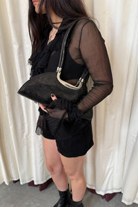 RETROGRADE Jeffrey Campbell Shoulder Bag Black Crackle