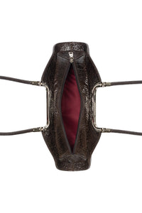 RETROGRADE Jeffrey Campbell Shoulder Bag Dark Brown Crackle 