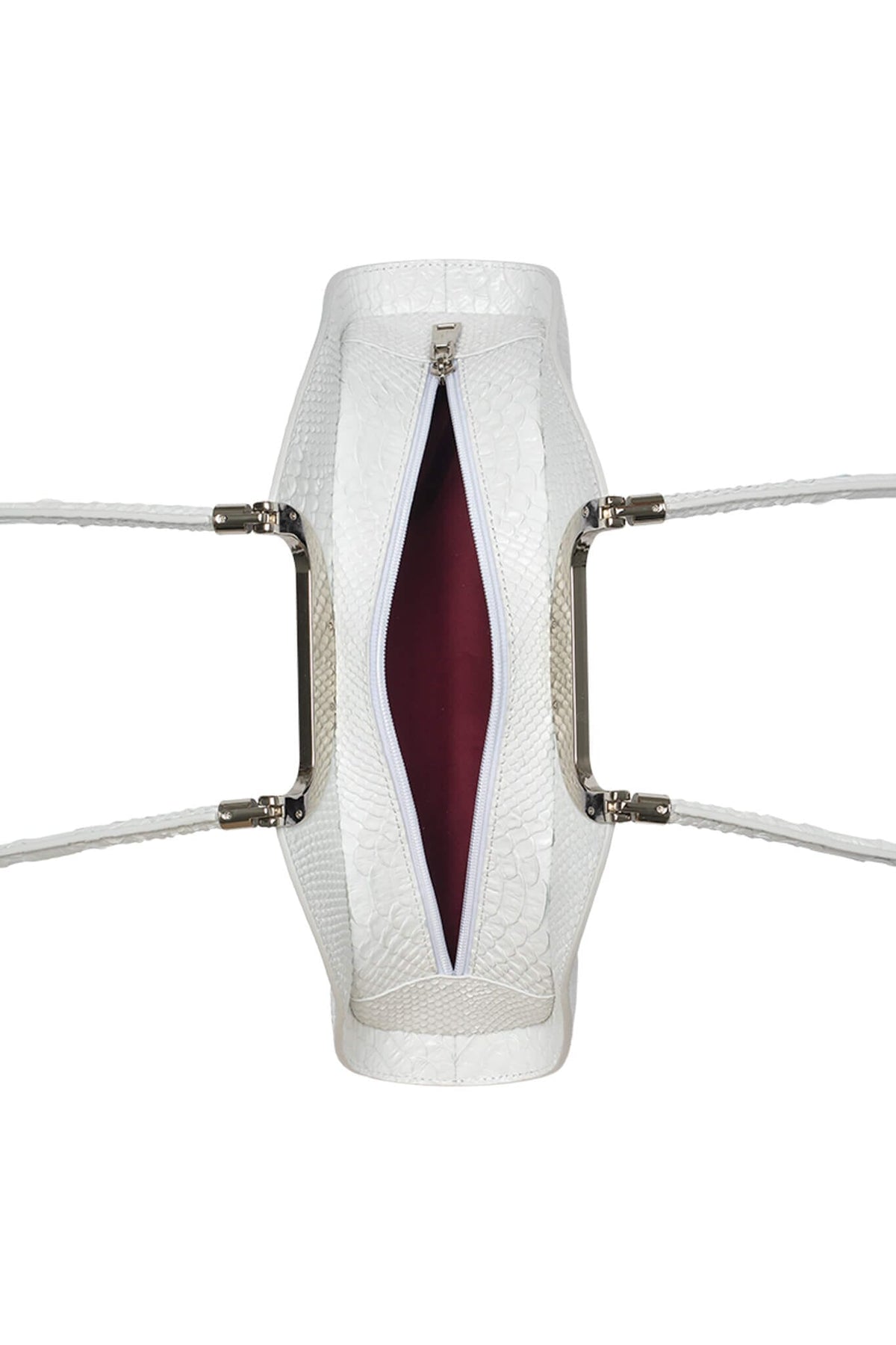 RETROGRADE Jeffrey Campbell Shoulder Bag White Snake Silver 