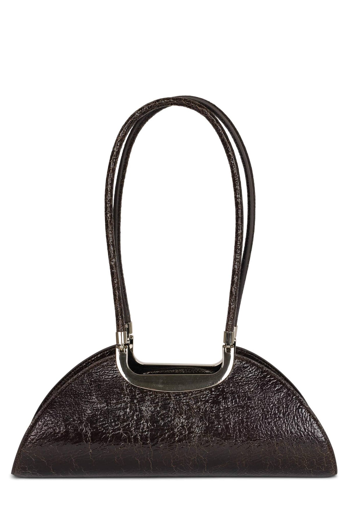 RETROGRADE Jeffrey Campbell Shoulder Bag Dark Brown Crackle 