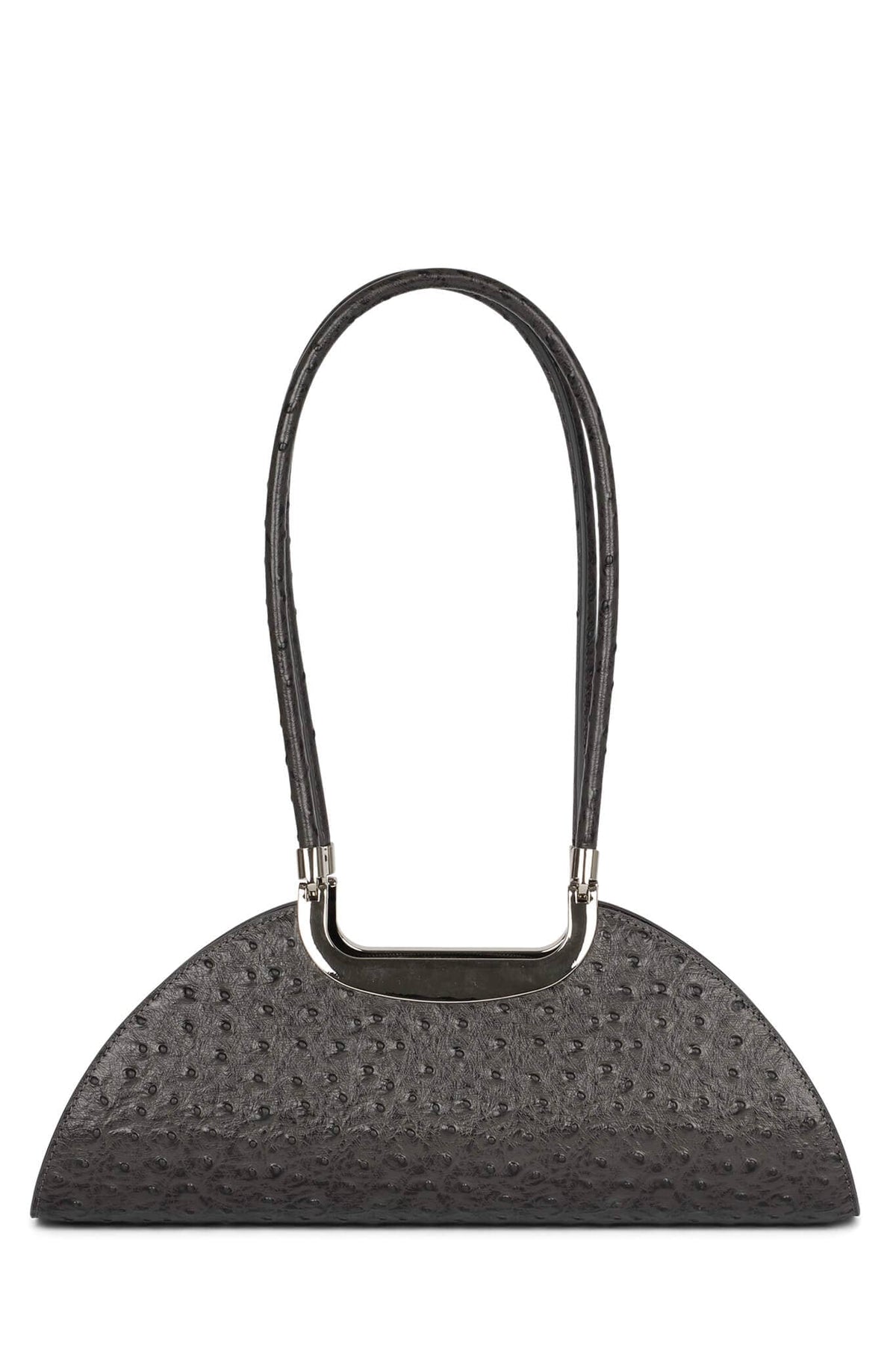 RETROGRADE Jeffrey Campbell Shoulder Bag Grey Ostrich Silver 