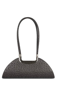 RETROGRADE Jeffrey Campbell Shoulder Bag Grey Ostrich Silver 