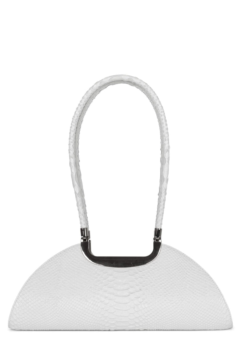RETROGRADE Jeffrey Campbell Shoulder Bag White Snake Silver 