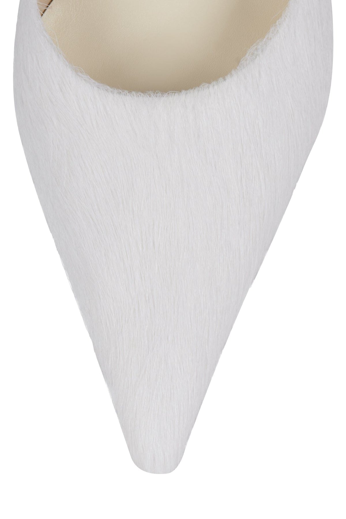 ROBYN-F2 Jeffrey Campbell Stiletto Mule Ivory Longhair
