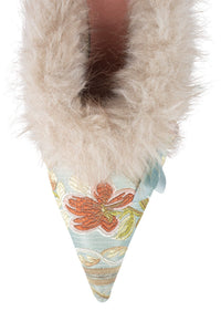 ROCAILLIE Jeffrey Campbell Heeled Mule Baby Blue Grey Combo