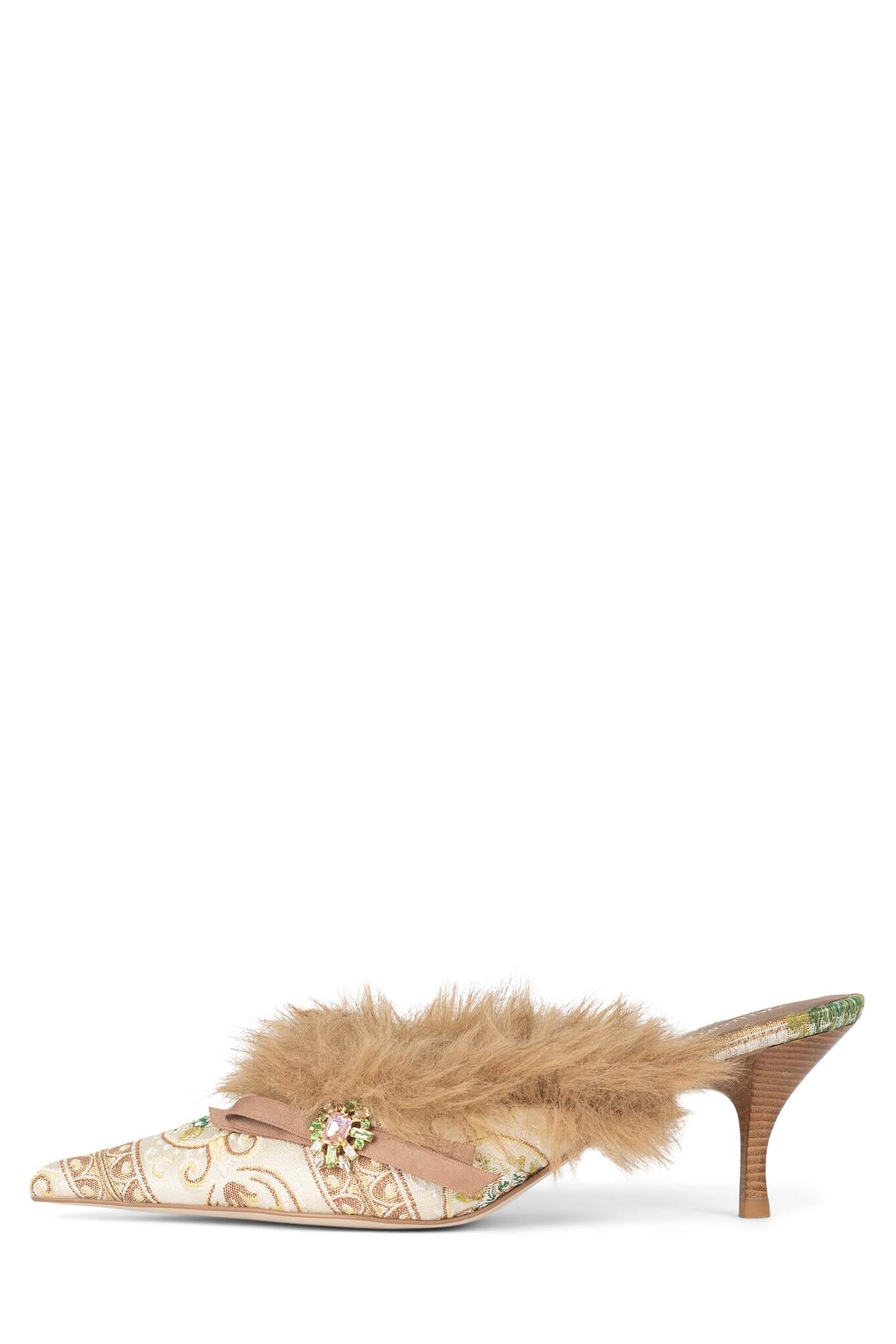 ROCAILLIE Jeffrey Campbell Heeled Mule Beige Brown Combo