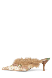 ROCAILLIE Jeffrey Campbell Heeled Mule Beige Brown Combo