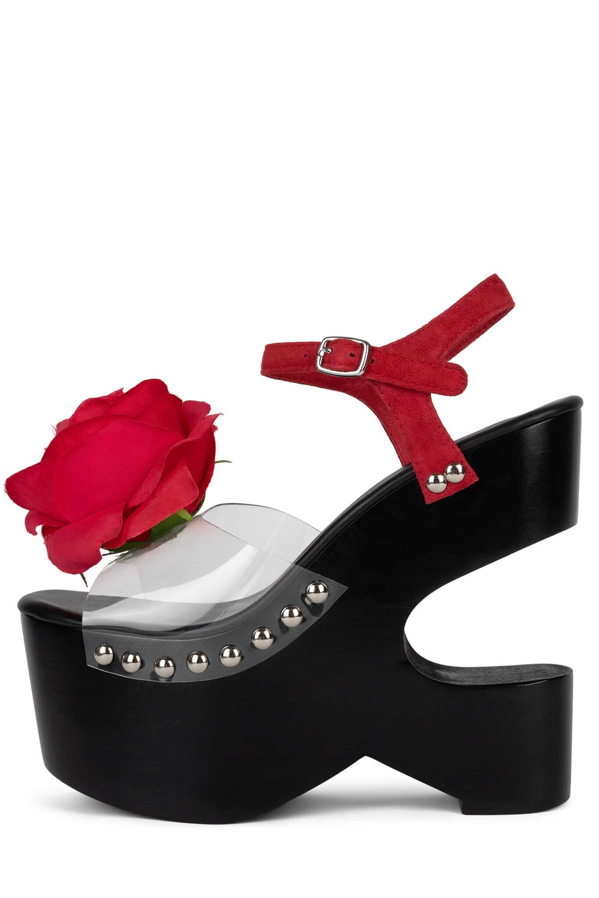 ROCKABILLY Jeffrey Campbell Platform Sandals Clear Red Black