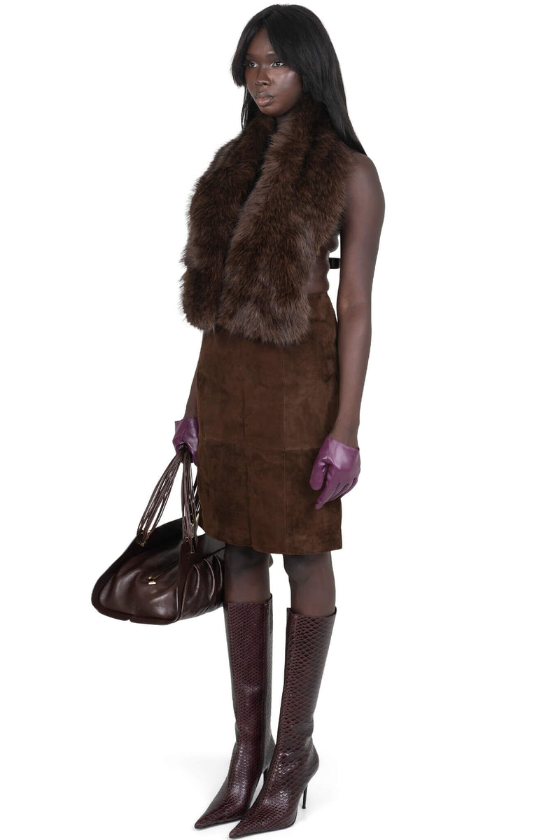 ROMANOV-F TOP Jeffrey Campbell Faux-Fur Top Brown Main