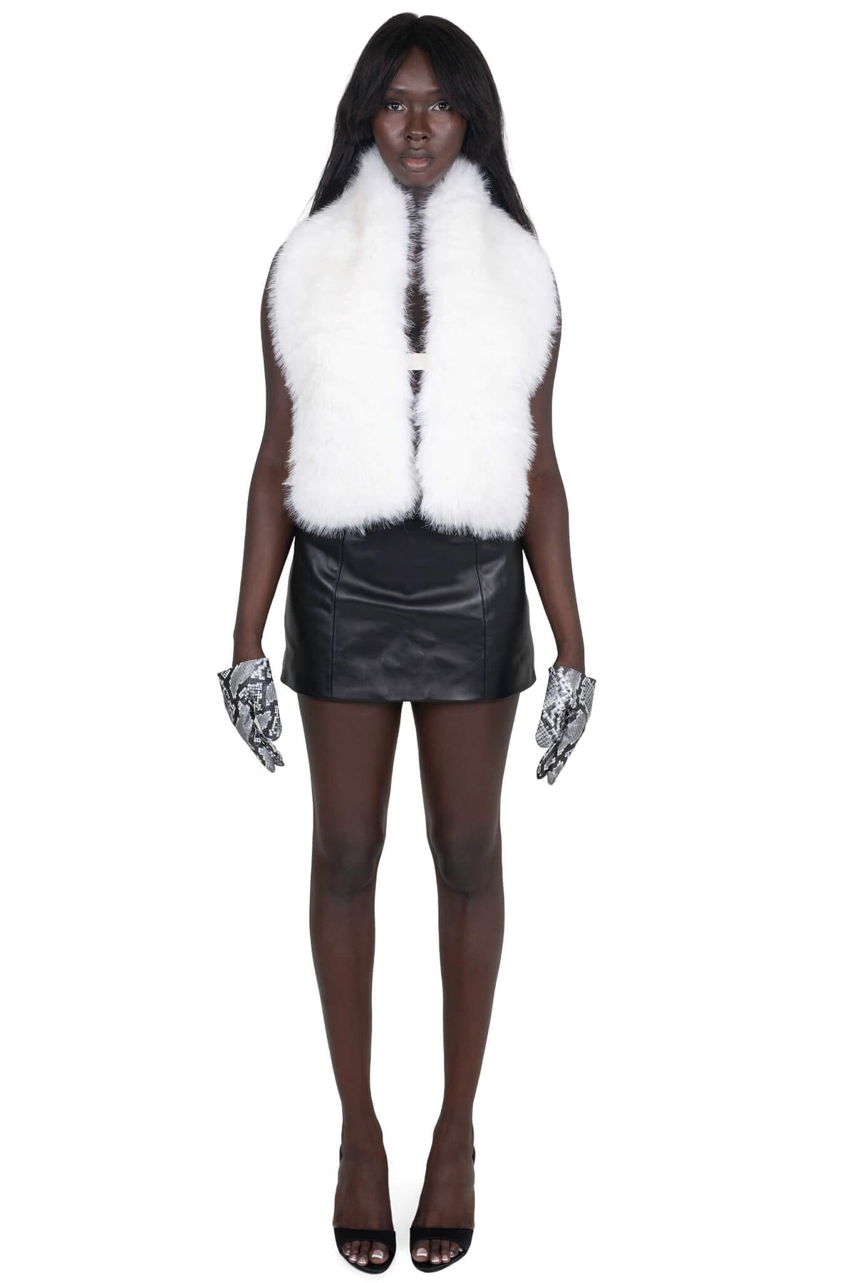 ROMANOV-F TOP Jeffrey Campbell Faux-Fur Top White