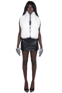 ROMANOV-F TOP Jeffrey Campbell Faux-Fur Top White