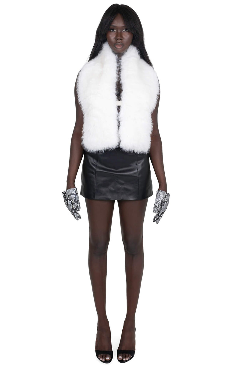 ROMANOV-F TOP Jeffrey Campbell Faux-Fur Top White
