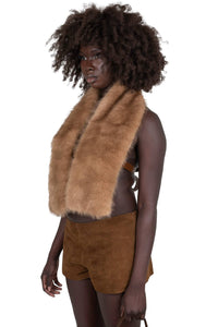 ROMANOV-F TOP Jeffrey Campbell Faux-Fur Top Light Brown