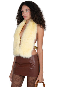 ROMANOV-F TOP Jeffrey Campbell Faux-Fur Top Yellow