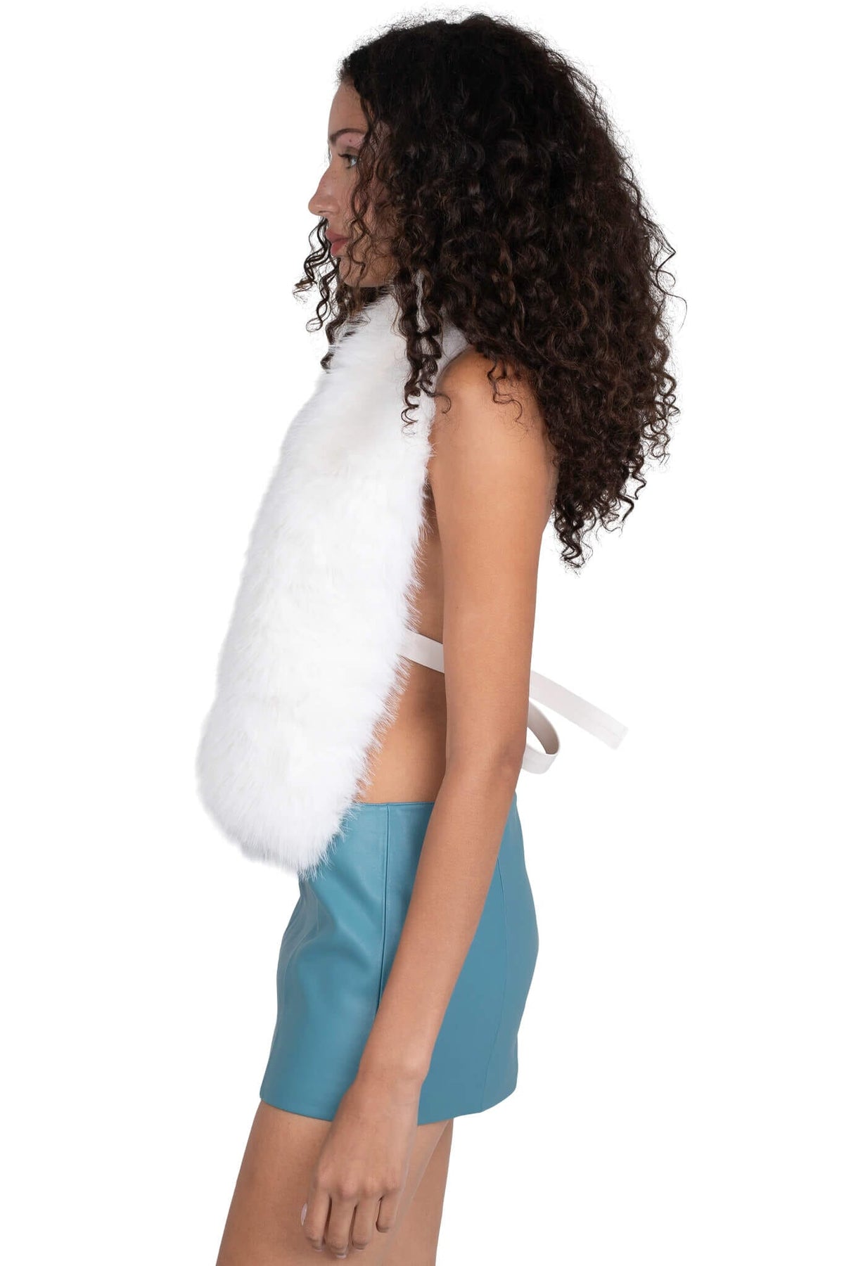ROMANOV-F TOP Jeffrey Campbell Faux-Fur Top White